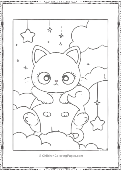 Chococat Siting On A Star Cloud Free PDF Printable