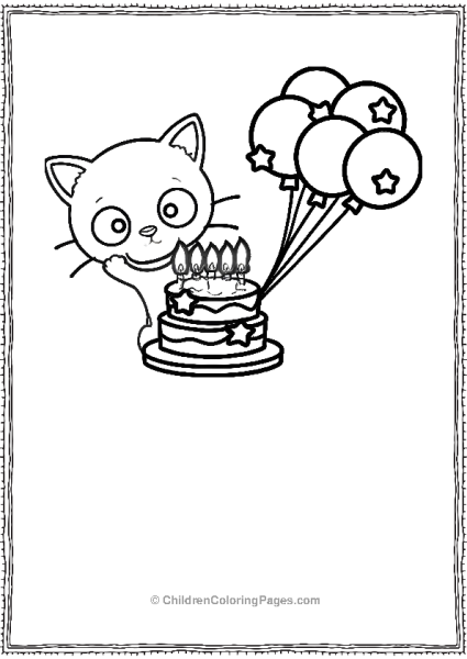 Chococat With Birthday Cake Free PDF Printable