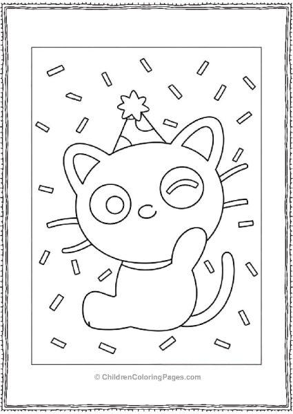 Chococat With Raised Paw And Sprinkles In The Air Free PDF Printable