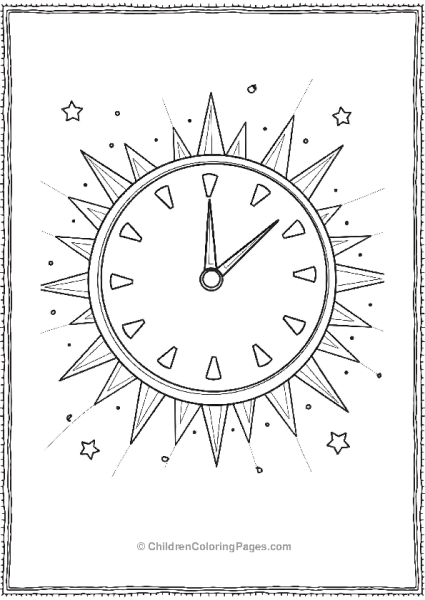 Circular Clock With Triangular Rays Free PDF Printable