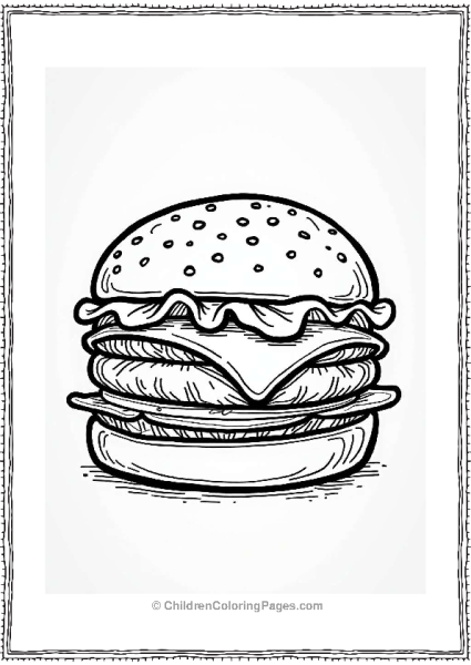 Classic American Cheeseburger Coloring Page Free PDF Printable