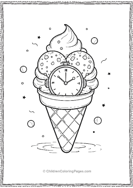 Clock In Giant Ice Cream Cone Free PDF Printable