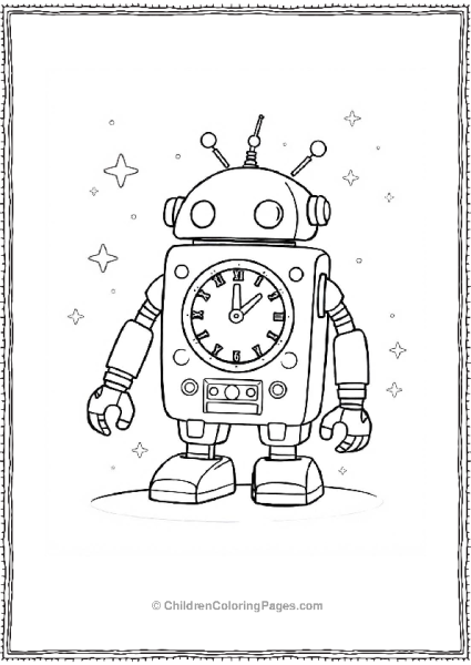 Clock Robot Coloring Sheet A Creative Fusion Of A Robot Free PDF Printable