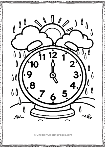 Clock With Cloud And Sun Background A Cheerful Clock Free PDF Printable