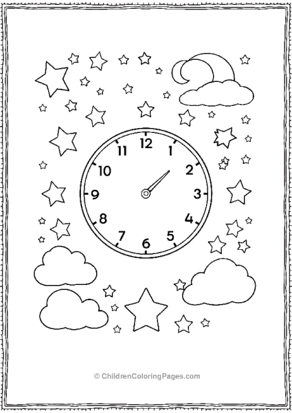 Clock With Starry Border Free PDF Printable