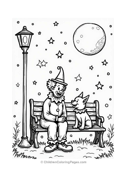 Clown And Dog Under A Starry Sky Free PDF Printable