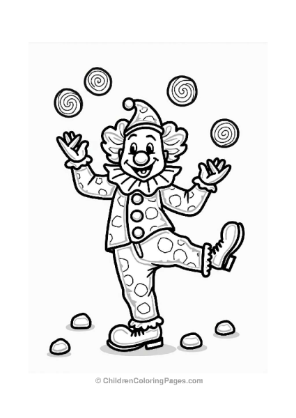 Clown Balancing Candy While Juggling Free PDF Printable