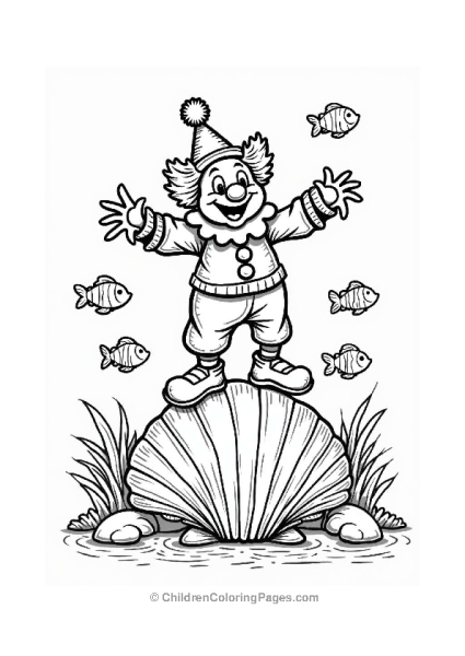 Clown Balancing On A Giant Seashell Free PDF Printable