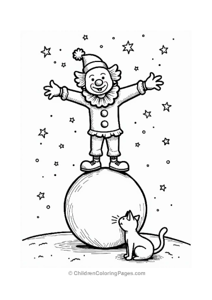 Clown Balancing Under A Starry Sky Free PDF Printable