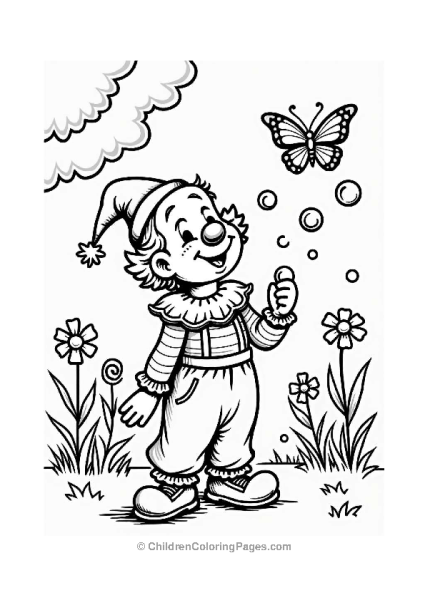 Clown Blowing Bubbles In A Sunny Park Free PDF Printable