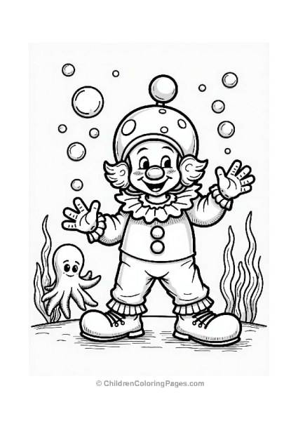 Clown Blowing Bubbles With An Octopus Free PDF Printable