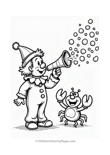 Clown Blowing Bubbles With Crab Free PDF Printable