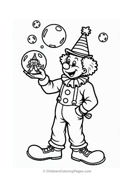 Clown Blowing Colorful Bubbles Free PDF Printable