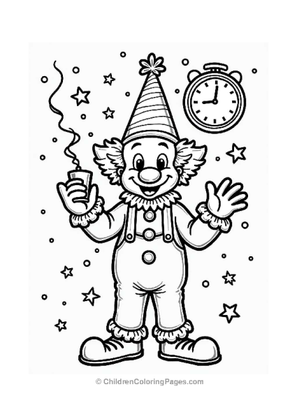 Clown Celebrating New Year S Eve Free PDF Printable