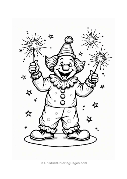 Clown Celebrating With Sparklers Free PDF Printable