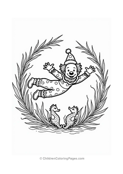 Clown Diving Through Seaweed Ring Free PDF Printable