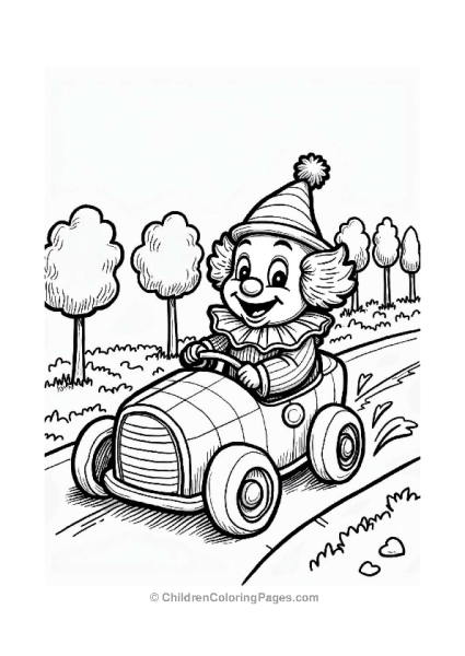 Clown Driving A Candy Car Free PDF Printable