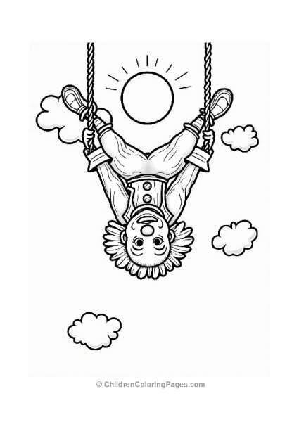 Clown Hanging Upside Down On A Trapeze Free PDF Printable