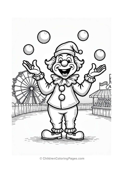 Clown Juggling At A Carnival Free PDF Printable