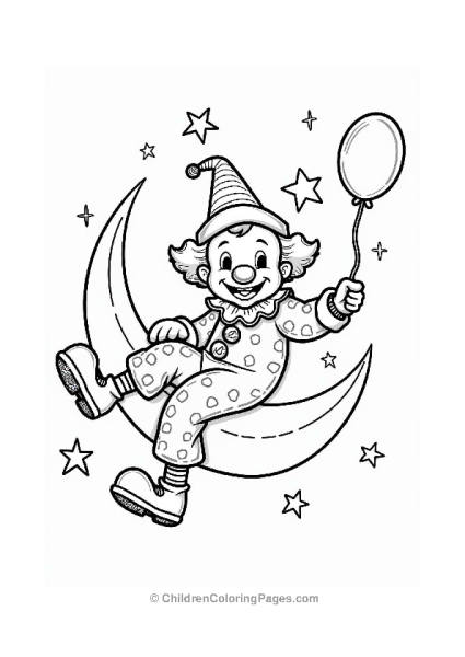 Clown On A Crescent Moon Free PDF Printable