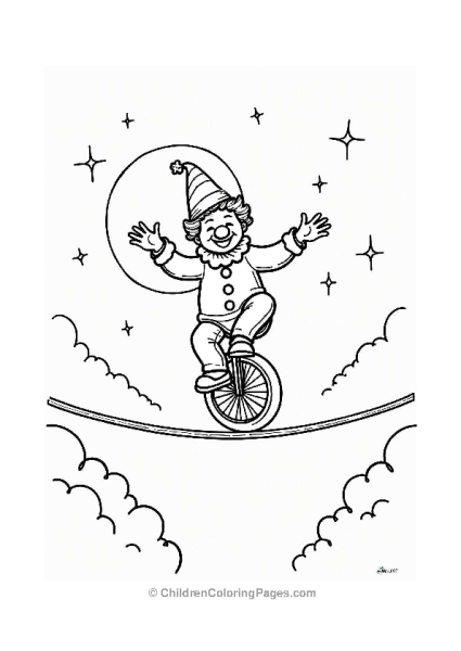 Clown On A Unicycle In The Clouds Free PDF Printable