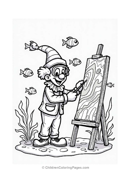 Clown Painting Underwater Mural Free PDF Printable