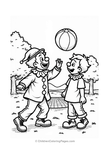 Clown Playing Catch In The Park Free PDF Printable