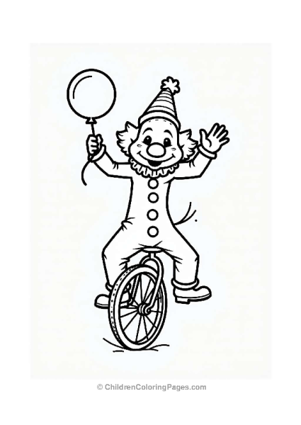 Clown Riding A Unicycle With A Balloon Free PDF Printable