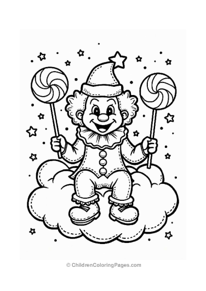 Clown Sitting On A Candy Cloud Free PDF Printable