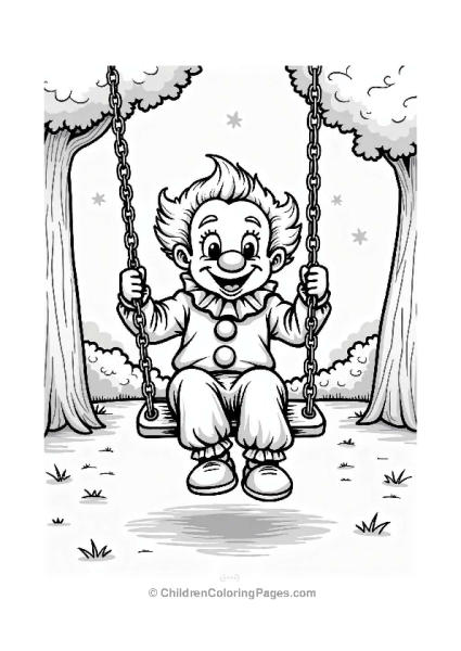 Clown Swinging In The Playground Free PDF Printable