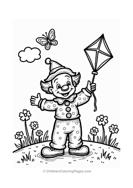 Clown With A Colorful Kite Free PDF Printable