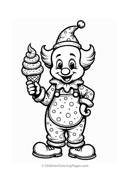 Clown With A Giant Ice Cream Cone Free PDF Printable