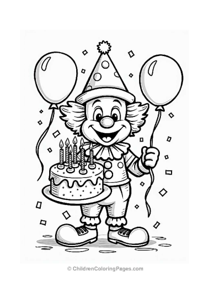 Clown With Birthday Cake Free PDF Printable