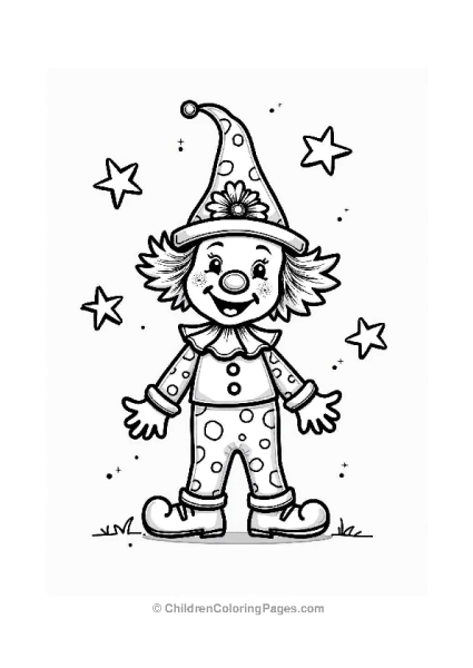 Clown With Flower Hat Free PDF Printable