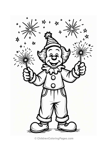 Clown With Sparklers And Fireworks Free PDF Printable