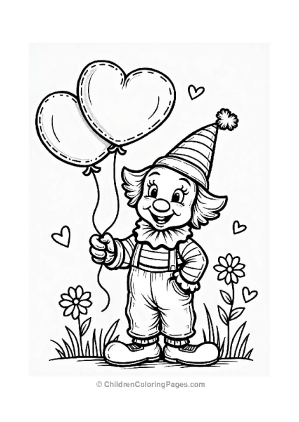 Clown With Valentine S Hearts Free PDF Printable