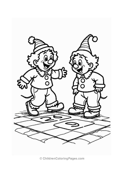 Clowns Playing Hopscotch Free PDF Printable