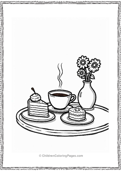 Coffee And Cake At A Cozy Cafe Table Free PDF Printable