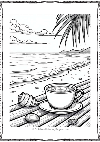 Coffee Cup By The Beach Free PDF Printable