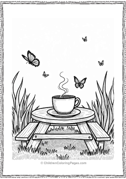 Coffee Cup In A Lush Meadow Free PDF Printable