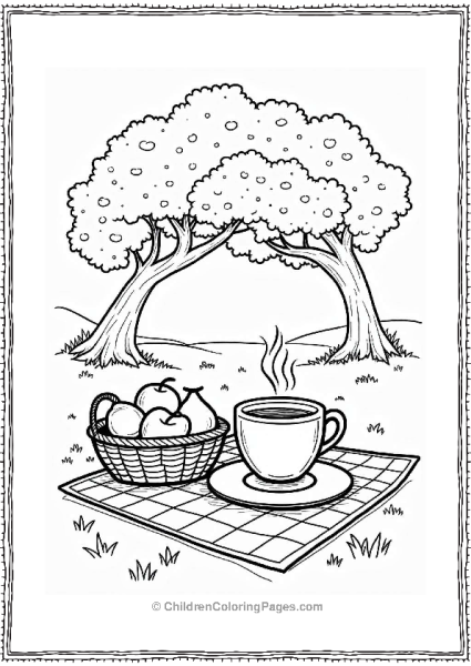 Coffee Cup On A Picnic Blanket Free PDF Printable