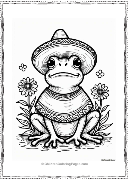 Colorful Mexican Frog In A Sombrero Free PDF Printable