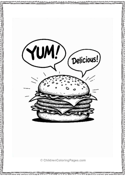 Comic Book Burger With Speech Bubbles Free PDF Printable