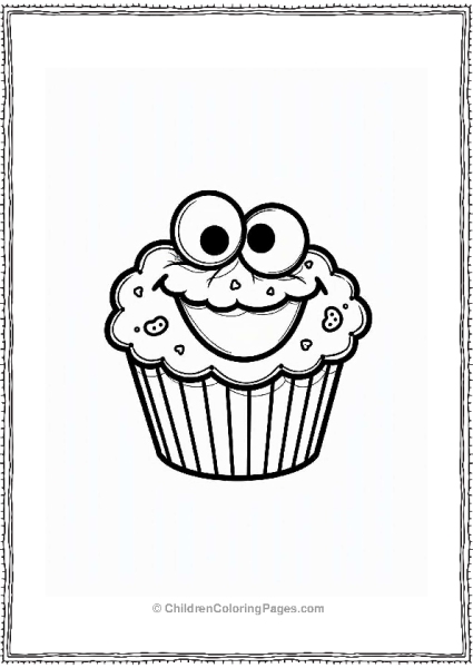 Cookie Monster Cupcake Coloring Page Free PDF Printable