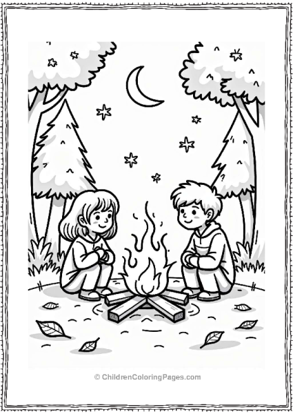 Cozy Campfire With Fall Leaves Free PDF Printable