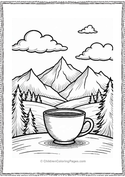 Cozy Coffee Cup With Mountain View Free PDF Printable