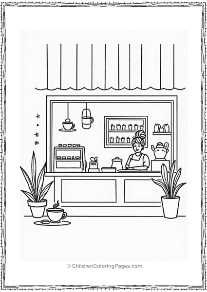 Cozy Coffee Shop Illustration Free PDF Printable