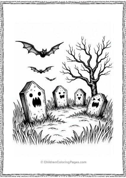 Creepy Graveyard With Animated Tombstones Free PDF Printable