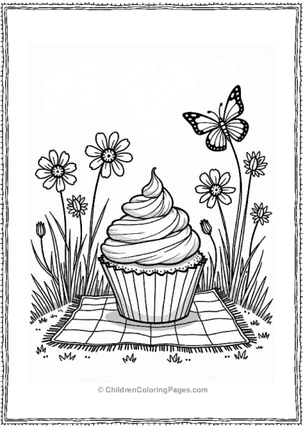 Cupcake In A Flower Garden Free PDF Printable