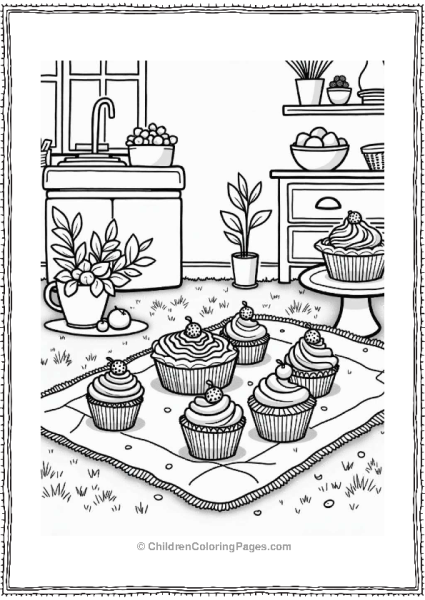 Cupcake Picnic In A Cozy Kitchen Free PDF Printable